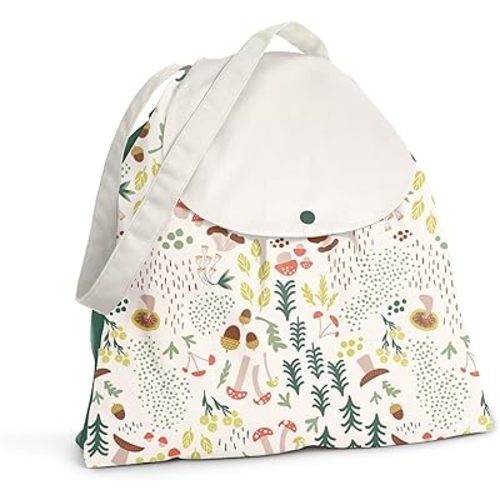 Esembly Day Bag – Reusable Wet and Dry Bag Made From Recycled Fabric With Dual Waterproof Compartments for Cloth Diapers, Swimsuits, Toiletries, and Snacks - Fantastic Fungi