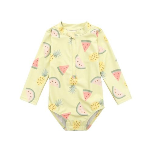 Gerber Baby Girls' And Toddler Long Sleeve One Piece Rashguard Swimsuit - Fruit - 3-6 Months