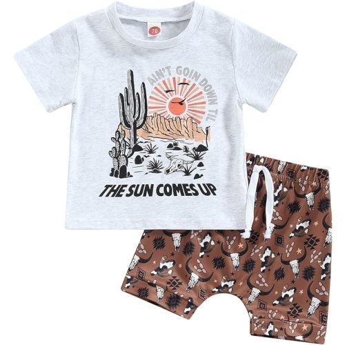 Kupretty Baby Boy Clothes Toddler Summer Outfit Short Sleeve T-Shirt Tee Tops Joggers Casual Shorts 2Pcs Clothing Set