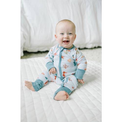 Bamboo Baby Pajamas: Sea Life Convertible Zipper Footie