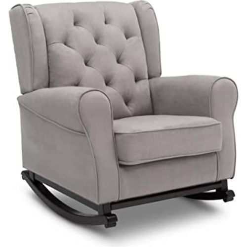 Delta Children Emma Upholstered Rocking Chair,Wood, Dove Grey