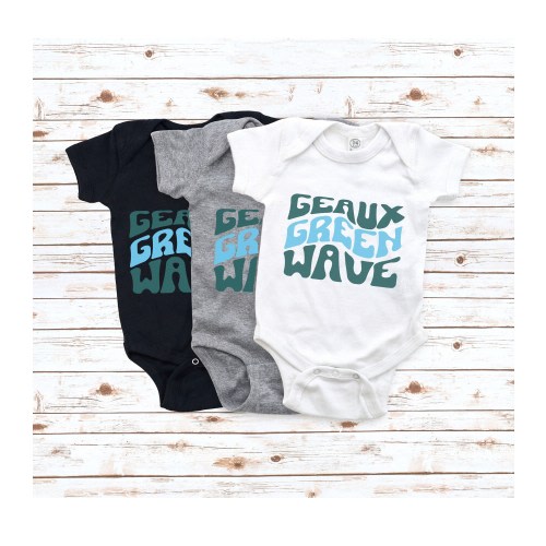 Tulane Baby Bodysuit, Green Wave, Tulane Merch, Tulane Kids Shirt, Boys, Girls, Baby, Toddler, NB, 6M, 12M, 18M, 24M