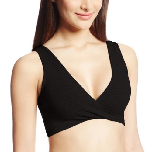 Lamaze Cotton Spandex Sleep Bra for Nursing and Maternity - Black - Large