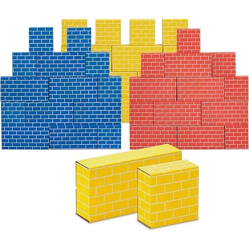 Bankers Box at Play Heavy Duty Jumbo Cardboard Building Blocks, 40 Pack, Large and Medium Toy Blocks for Kids and