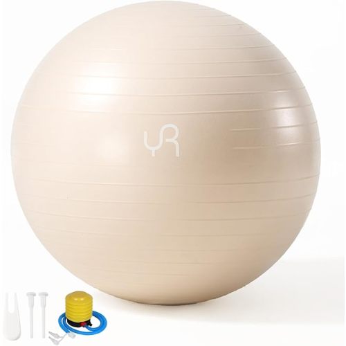YR Exercise Ball 21.6''/25.6''/29.5'' Yoga Ball for Workout Pregnancy Stability, Anti Burst Fitness Ball for Home Gym, Core & Balance Training, Physical Therapy - White