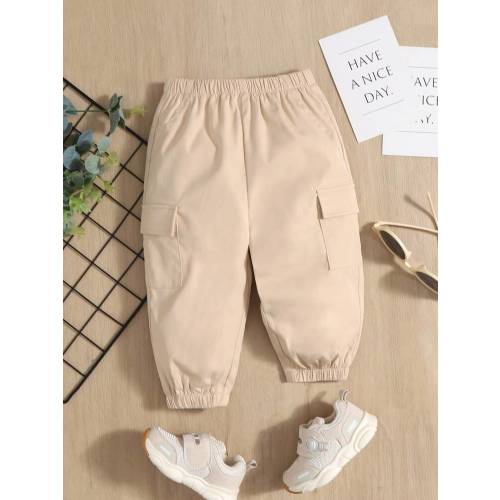 SHEIN Baby Solid Flap Pocket Cargo Pants