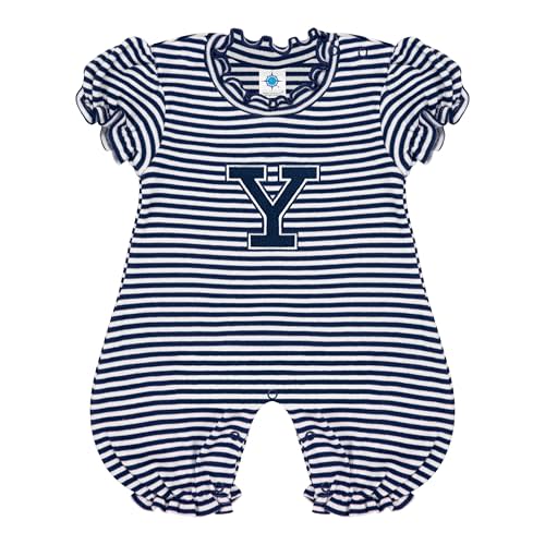 Creative Knitwear College Baby Striped Puff Sleeve Romper - Team Logo, Many Colors, for Girls (Newborn-12 Months)