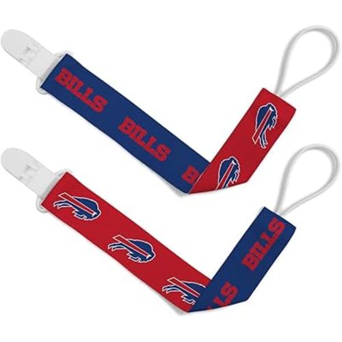 BabyFanatic Officially Licensed Unisex Pacifier Clip 2-Pack - NFL Buffalo Bills - Officially Licensed Baby Apparel