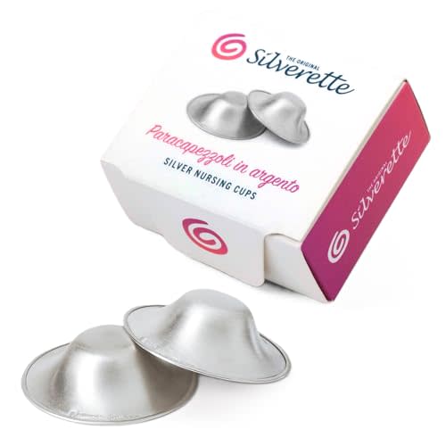 SILVERETTE The Original Silver Nursing Cups, Nipple Covers for Breastfeeding Essentials, Model Number: 7300,Pure 925 Silver Nipple Shields for Breastfeeding, Lightweight Nursing Cups, Regular Size