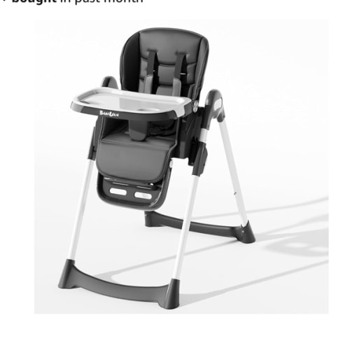 High Chair, Foldable High Chairs for Babies and Toddlers with Removable Tray, Height Adjustable Feeding Chair, Adjustable Backrest and Footrest, Black
