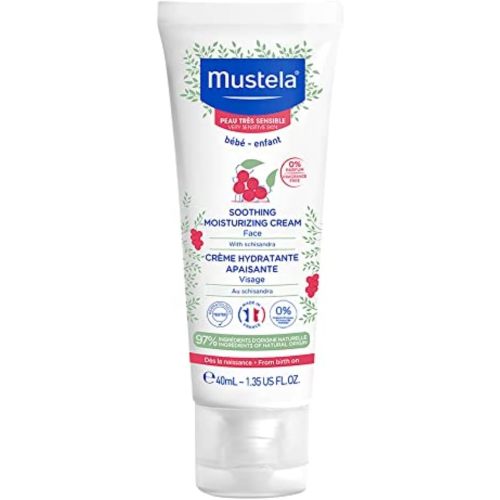 Mustela Baby Soothing Moisturizing Cream - Face Moisturizer for Very Sensitive Skin - with Natural Avocado & Schizandra Berry - Fragrance-Free - 1.35 fl. oz.