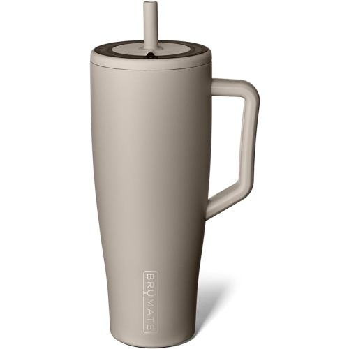 BrüMate Era 40 oz Tumbler with Handle and Straw | 100% Leakproof Insulated Tumbler with Lid and Straw | Made of Stainless Steel | Cup Holder Friendly Base | 40oz (Mocha)