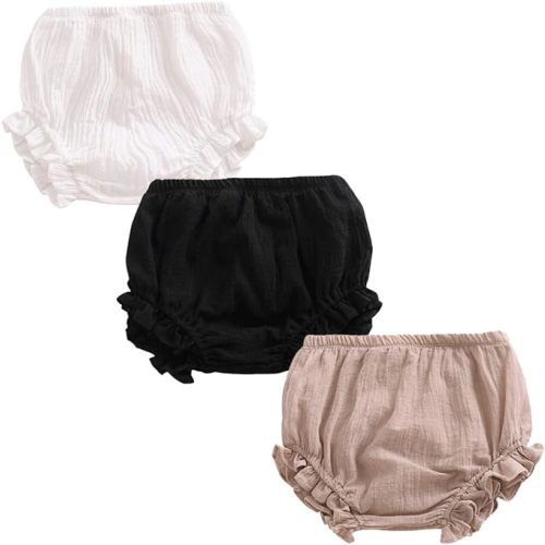 3PC Shorts Set Newborn Baby Girls Boys Pants Cotton Linen Blend Cute Floral Bloomers Triangle Shorts