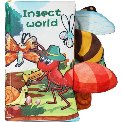 Baby Plush Cloth Book Toy ,Soft Crinkle Books for Babies, Non Toxic Fabric Touch and Feel Crinkle Cloth Books Early Educational Stimulation Toys for Infants Gift/Boys and Girls 6M+ Insect