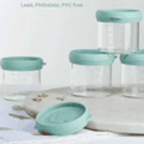 Glass Children Food Containers with Silicone Lids,Children Food Storage Jars with Tray,Microwave and Dishwasher Safe