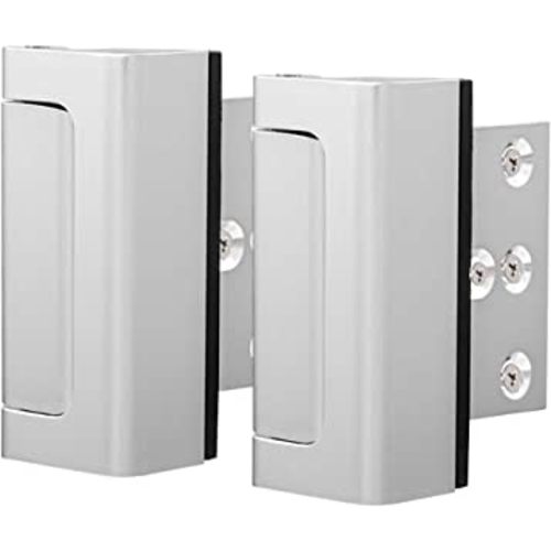 Home Security Door Lock, 2 Pack Child Proof Door Reinforcement Lock with Screws for Inward Swinging Door, Double Safety Security Protection for Your Home