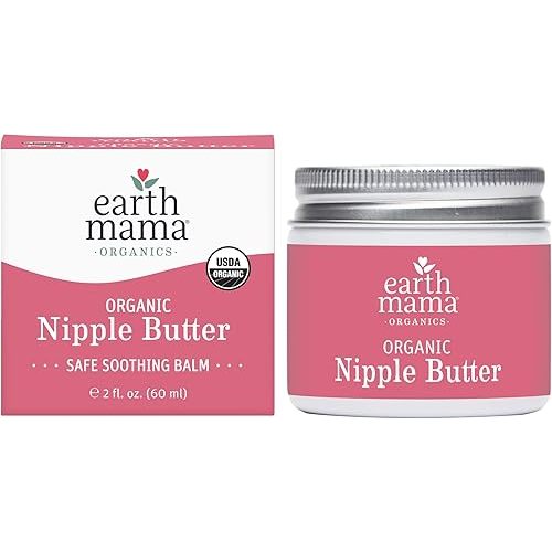 Earth Mama Organic Nipple Butter™ | Nipple Cream Safe for Breastfeeding | Postpartum Essentials for Nursing | Non Lanolin Nipple Cream, 2-Fluid Ounce