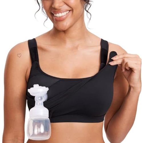 MOMANDA Women's Pumping Bra Hands Free Maternity Nursing Sports Bras for Breastfeeding Wireless All-in-One