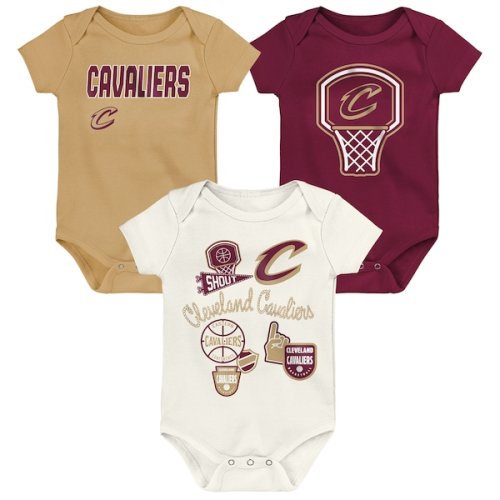 Newborn Cleveland Cavaliers Outerstuff Three-Pack Littlest Player Bodysuit Set