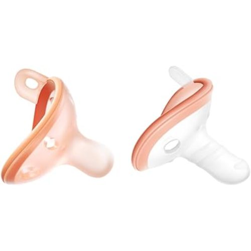 Baby Pacifiers 0-6 Month, Soft Silicone Newborn Pacifiers with Large Air Holes, BPA Free, Set of 2 in Thumb & Nipple Shape