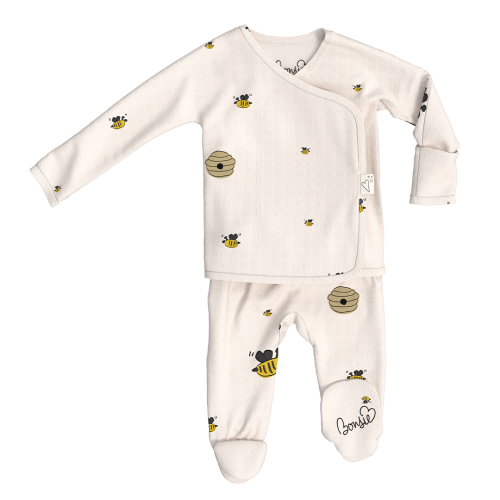 Footie - Bees & Honey – Bonsie Skin to Skin Babywear