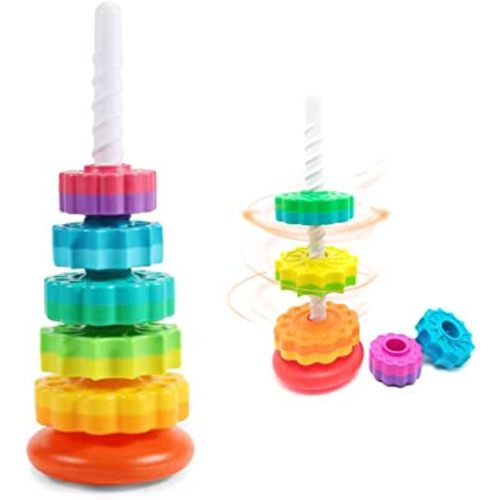 Baby Spin stack Toy,Premium Stacking Toy for Kids,Baby Spinning Toy,Stacking Toy for Babies and Toddlers,Educational Toddler Learning Toys,Autism Spin Stack Toys,Rainbow Spinning Wheel Toys