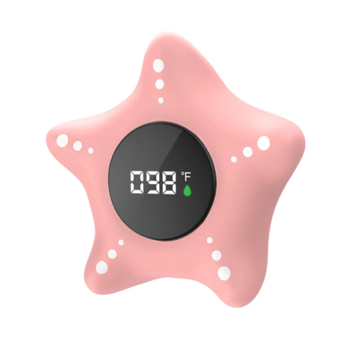 Baby Bath Thermometer Safety, Auto On & Off Bathtub Thermometer Floating Toy, Digital Bathing Water Temperature Warning, Pink Sea Star Shape