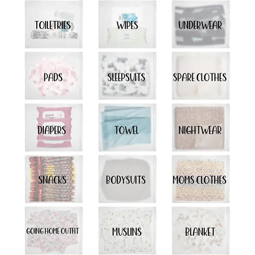 15 Pack Hospital Bags for Labor and Delivery,11 x 14 Inch Maternity Hospital Bag Essentials for Mommy Dad Newborn Baby,Diaper Bag Organizing Pouches Pre Packed Bag First Time New Mom Must Haves