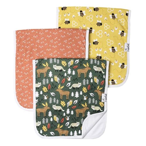 Baby Burp Cloth Large 21''x10'' Size Premium Absorbent Triple Layer 3-Pack Gift Set Atwood by Copper Pearl