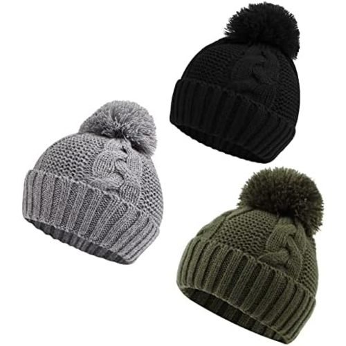 Zsedrut Baby Winter hat Girls Boys Warm Twist Beanie Infant Knitted Beanie with Pompom