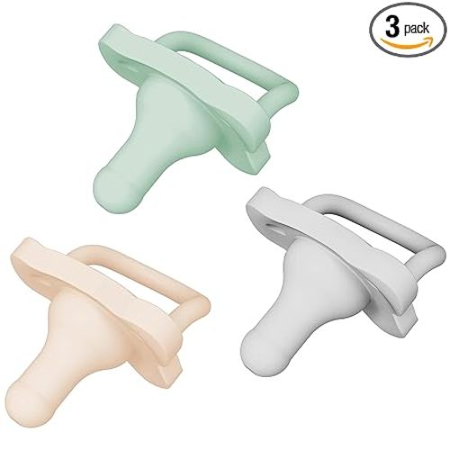 Dr. Brown's HappyPaci 100% Silicone Baby Pacifier, Contoured One-Piece Design, Gray/Green/Ecru, 0-6m, BPA-Free, 3-Pack
