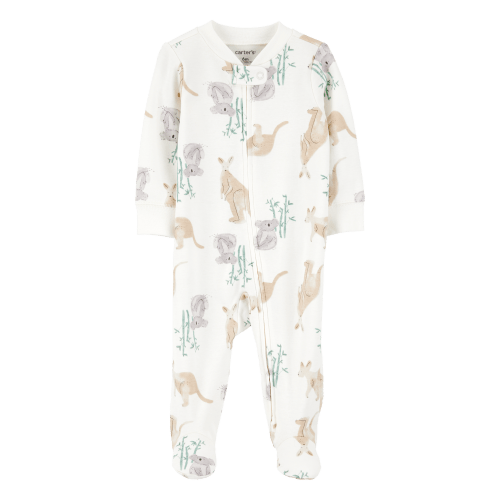 Baby Girl Kangaroo 2-Way Zip Cotton Sleep & Play Pajamas - Ivory - Carter's - Size: NB