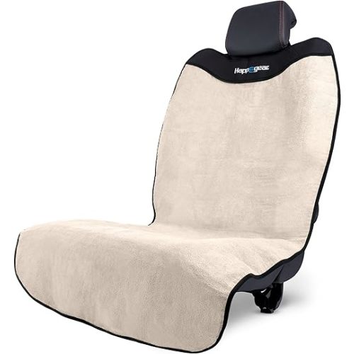 Happeseat Waterproof Car Seat Cover & Protector – Universal Fit Car Seat Towel Cover – Non-Slip Backing, Easy Install & Storage, Machine Washable, Fits Front & Back, Sand