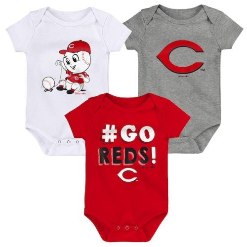 Cincinnati Reds Infant Born To Win 3-Pack Bodysuit Set - Red/White/Gray