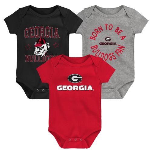 Georgia Bulldogs Newborn & Infant 3-Pack Born To Be Bodysuit Set - Red/Black/Heather Gray