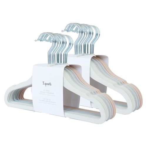 3 Sprouts Kids & Baby Velvet Hangers 30 Pack - Cream/gray/hazelnut