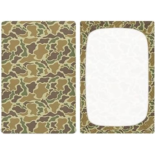 VIGTRO Vintage Duck Hunter Baby Crib Sheets for Boys Girls, Breathable Soft Fitted Crib Playard Sheets Baby Mattress Sheet, M 52x28x9in