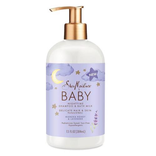 SheaMoisture Baby Shampoo & Bath Milk Manuka Honey & Lavender for Delicate Hair and Skin Nighttime Skin and Hair Care Regimen 13 oz