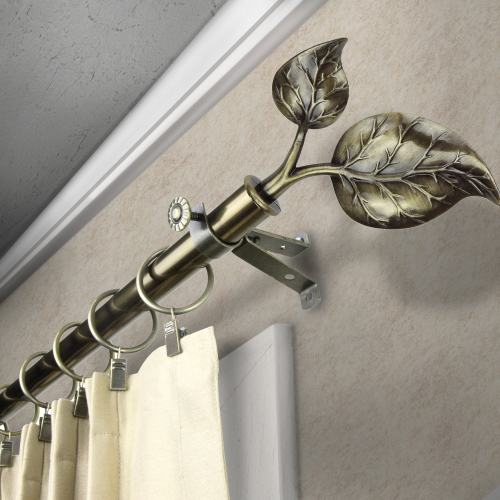 Rod Desyne 13/16-in Ivy 28-in to 48-in Antique brass Steel Single curtain rod with Finials