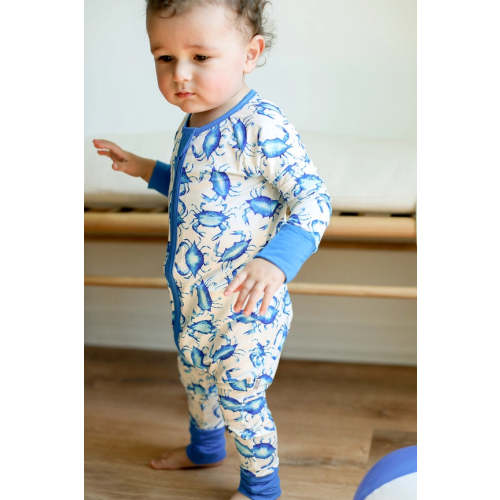 Blue Crab Double Zipper Bamboo Sleeper | JuJu's Kids Boutique