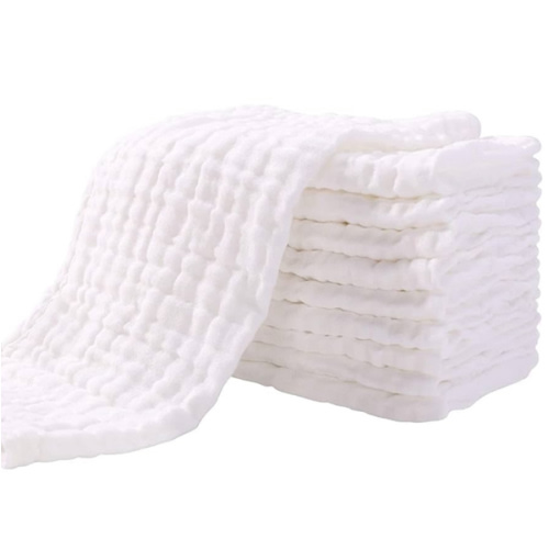 Yoofoss Muslin Burp Cloths for Baby 10 Pack 100% Organic Cotton Baby Washcloths for Boys Girls Large 20''X10'' Super Soft and Absorbent White