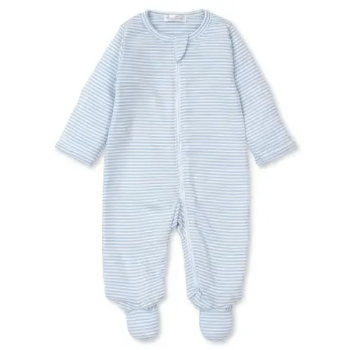 Classic Rib Blue Stripe Zip Footie