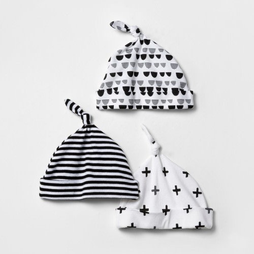 Baby 3-Pack Hat Set - Black/White