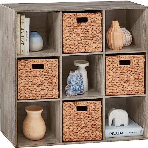 Best Choice Products 9-Cube Storage Organizer, 11in Shelf Opening, Bookcase, Display Shelf, Customizable w/ 3 Removable Back Panels - Greige