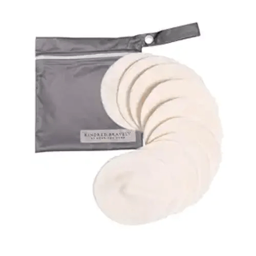 Kindred Bravely Organic Reusable Nursing Pads, Washable, for Breastfeeding & Leaking with Carry Bag, 10 Pack 5.5" D (Twilight Busty)