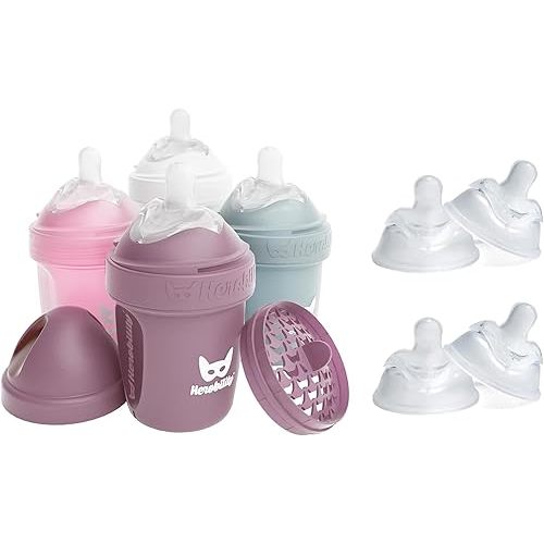 Herobility Double Anti-Colic Baby Bottle – 5 fl oz /140ml with Small Size Teats - Bundle