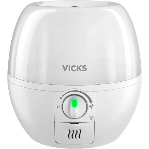 Vicks 3-in-1 SleepyTime Humidifier, 1 Brand Recommended by Pediatricians*. Cool Mist Humidifier with Night-Light, and Essential Oil Diffuser for Baby and Kids rooms. Visible Cool Mist, White.