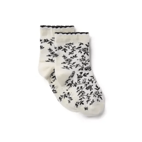 Newborn Nutmeg Cream Floral Baby Floral Sock by Janie and Jack