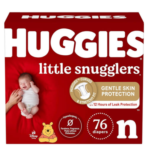 Huggies Newborn Diapers Little Snugglers Newborn Diapers, Size Newborn (up to 10 lbs), 76 Count
