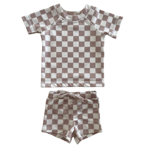 Tiramisu Checkerboard / Cove Rashguard Set / UPF 50+